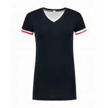 L&s t-shirt double-v cot/elast ss for her - Topgiving