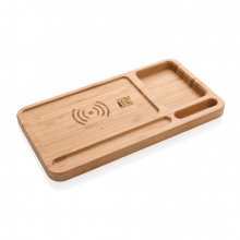 Bambus Schreibtisch-Organizer mit 5W Wireless Charger - Topgiving