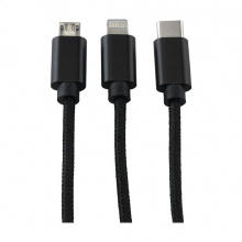 Braided cable 3-in-1 light up ladekabel - Topgiving