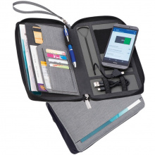 Reisemappe aus kunstleder mit integrierter powerbank - Topgiving
