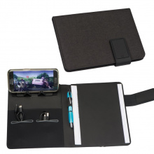 A5 schreibmappe mit integrierter powerbank (4.000 mah) und led - Topgiving