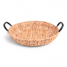 Senza hyacinth shallow basket with handles - Topgiving