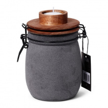 Senza candle light jar with wooden lid - Topgiving