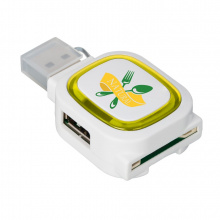 Usb-hub mit 2 anschlüssen und speicherkartenlesegerät - Topgiving