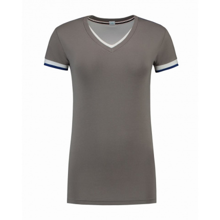 L&s t-shirt double-v cot/elast ss for her - Topgiving