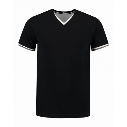 L&s t-shirt double-v cot/elast ss for him - Topgiving
