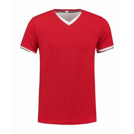 L&s t-shirt double-v cot/elast ss for him - Topgiving