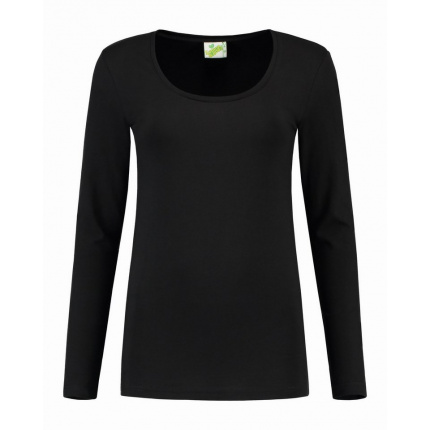 L&s t-shirt crewneck cot/elast ls for her - Topgiving
