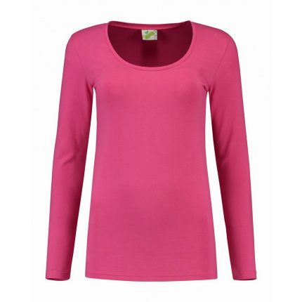 L&s t-shirt crewneck cot/elast ls for her - Topgiving