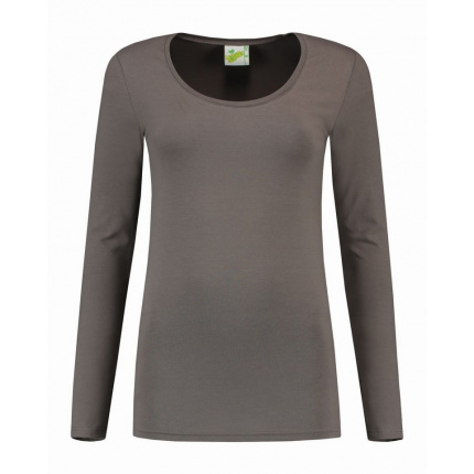 L&s t-shirt crewneck cot/elast ls for her - Topgiving