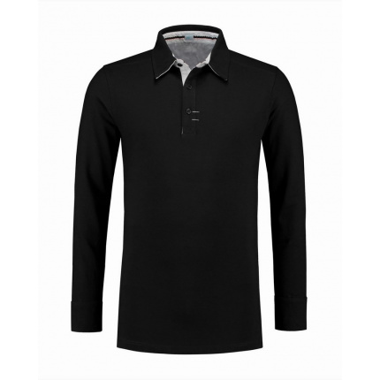 L&s polo contrast cot/elast ls for him - Topgiving