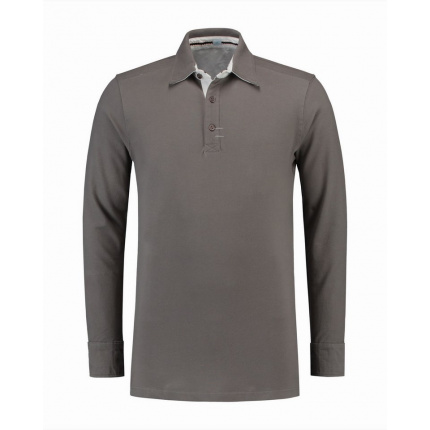 L&s polo contrast cot/elast ls for him - Topgiving