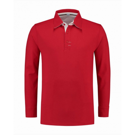 L&s polo contrast cot/elast ls for him - Topgiving