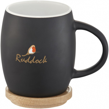 Hearth 400 ml Keramiktasse mit Holz Deckel & Untersetzer - Topgiving