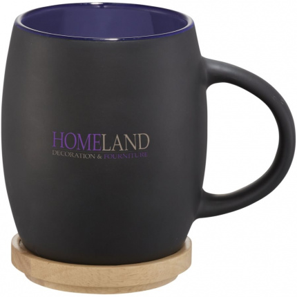 Hearth 400 ml Keramiktasse mit Holz Deckel & Untersetzer - Topgiving