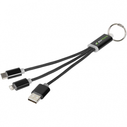 Metal 3-in-1 Ladekabel mit Schlüsselanhänger - Topgiving