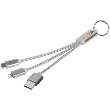 Metal 3-in-1 Ladekabel mit Schlüsselanhänger - Topgiving