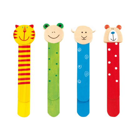 Holz-lesezeichen funny animals, 4-fach sortiert, preis pro stück - Topgiving