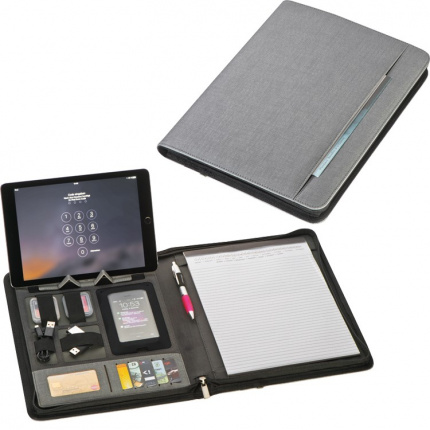 A4 schreibmappe aus kunstleder mit integrierter powerbank - Topgiving