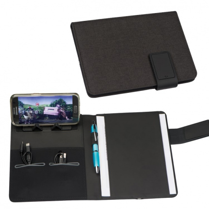 A5 schreibmappe mit integrierter powerbank (4.000 mah) und led - Topgiving
