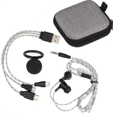 Travel set mit ladekabel, kopfhörern und handyhalter - Topgiving