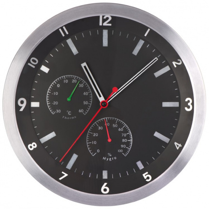 Wanduhr aus metall mit hygro - und thermometer - Topgiving