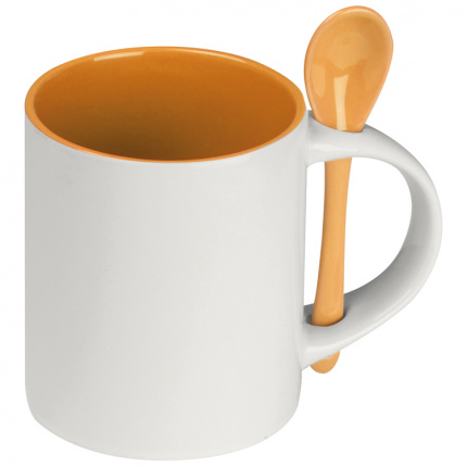 Tasse aus keramik mit löffel, 300 ml - Topgiving