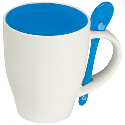 Große porzellantasse mit löffel, 250 ml - Topgiving