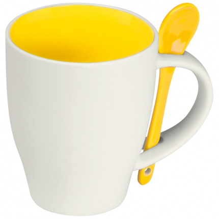 Große porzellantasse mit löffel, 250 ml - Topgiving