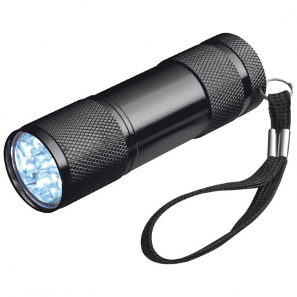 Taschenlampe aus aluminium mit 9 leds, inkl. batterien in einer box - Topgiving