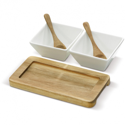 Set mit 2 schälchen auf holzbrettchen - Topgiving
