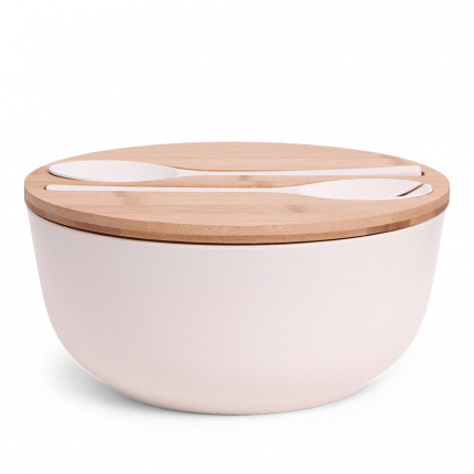 Senza bamboo salad bowl + spoon/fork - Topgiving