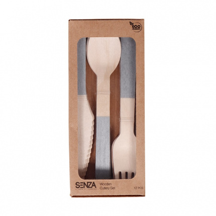 Senza wooden cutlery set of 12 pcs - Topgiving