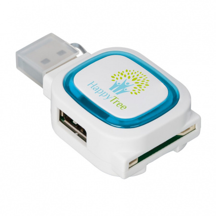 Usb-hub mit 2 anschlüssen und speicherkartenlesegerät - Topgiving