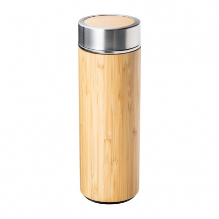 Isolierflasche aus edelstahl und bambus mit teesieb - Topgiving