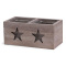 Senza square glass/wood star candle holder - Topgiving