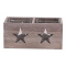 Senza square glass/wood star candle holder - Topgiving