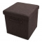 Foldable storage pouffe yarn brown with pu handles - Topgiving