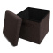 Foldable storage pouffe yarn brown with pu handles - Topgiving
